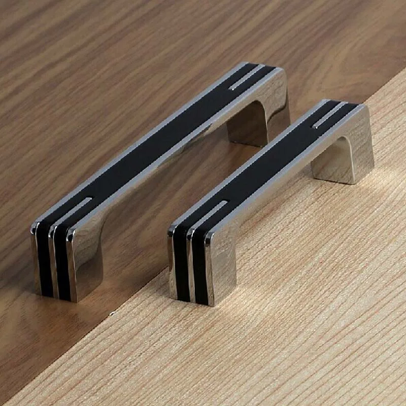 96mm Shiny Silver Cabinet Handle Black Cupboard Pull Knob Chrome Drawer Dresser Door Modern Fashion 96mm Shiny Silver Cabinet Handle Black Cupboard Pull Knob Chrome Drawer Dresser Door Modern Fashion