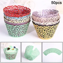 50 шт. милые обертки для кексов, бумажные стаканчики для торта, кружевная лоза, полый вкладыш, форма для выпечки, чехол для кексов, лотки HY99 OC11