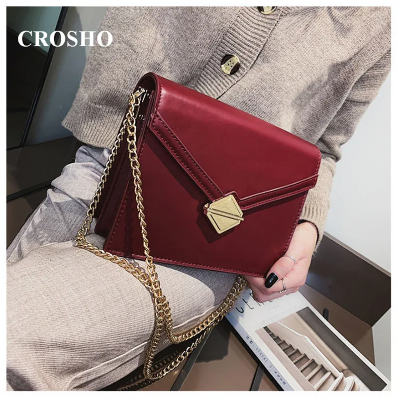 

CROSHO Locking Single Shoulder Small Square Bag Chain Crossbody Bag