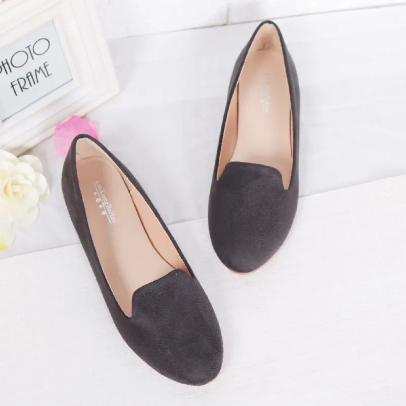 Taomengsi enlarged size women's shoes 41-44 spring autumn bean shoes flat heel sole single shoes mother's BLACK shoes 31-32-33