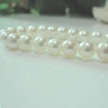 

Women Gift word 925 Sterling real 7-8mm white circle to light comparable to Japanese Akoya seawater pearl necklace really