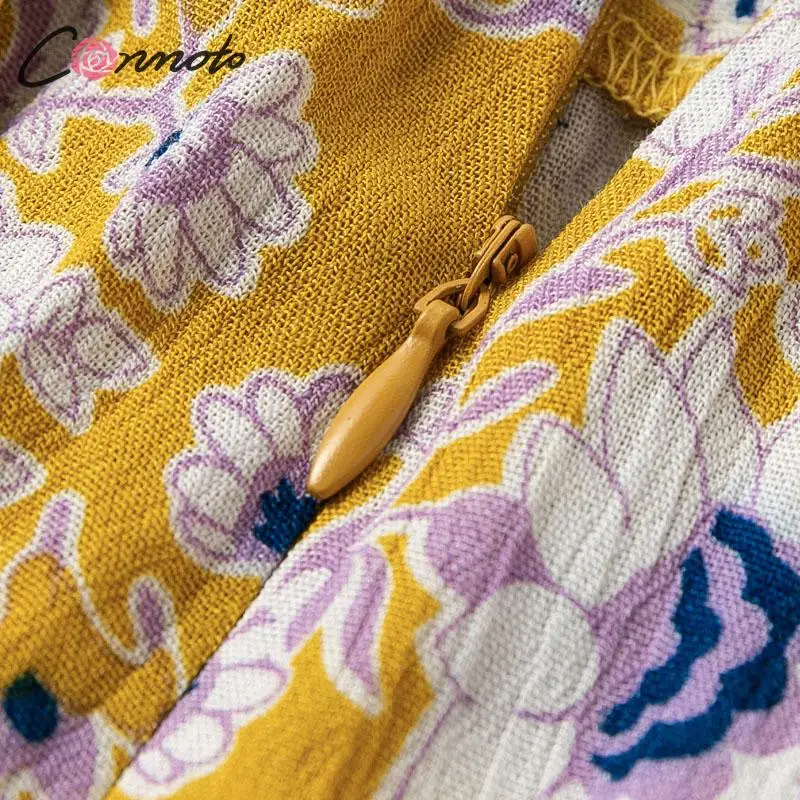 Conmoto длинные желтые пляжное богемное Для женщин юбка Разделение рюшами Лето кисточкой Высокая Талия юбки Повседневное женские юбки