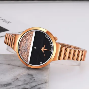 

luxuy Women mujer wristwatch Diamond splicing dial Features relogio feminino Stainless Steel Band Analog Quartz Round watchesB40