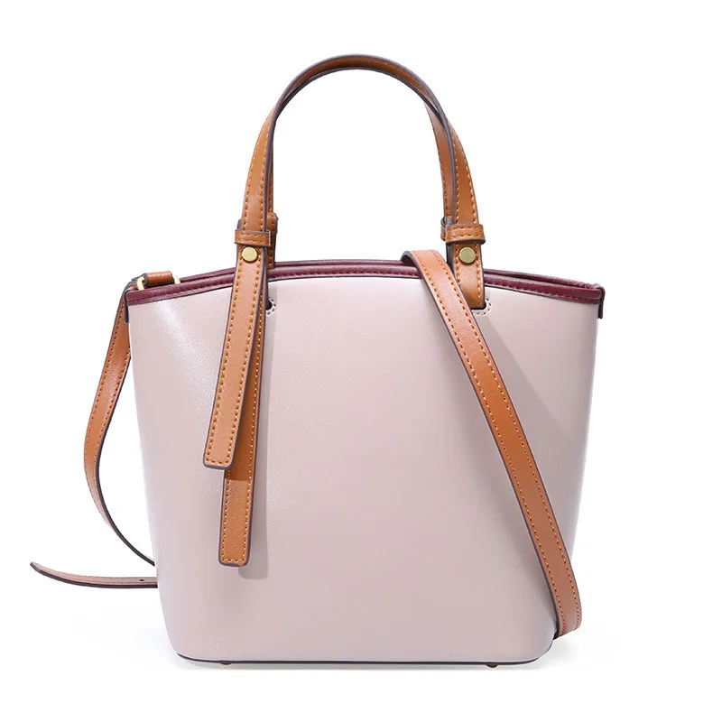 

Newest Woman Genuine Leather Buckets Cowhide Handbags Women Famous Brands Women's Single Shoulder Ladies Totes Bags For Girl Bag
