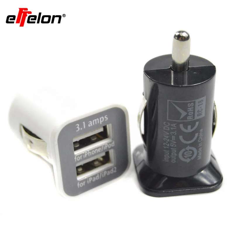 

New Dual USB Port 5V 3.1A Car Charger for iPad, Tablet PC all mobile phones free shipping