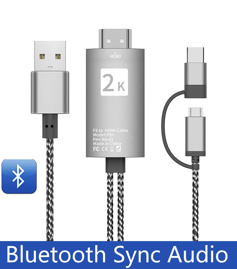 

Bluetooth Audio Sync Type C Micro USB HDMI Converter Video Cable for Huawei LG Xiaomi Redmi Samsung S9 Android Phone to TV HDTV