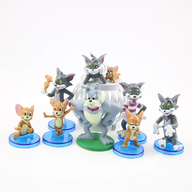 

9pcs/set Cartoon Tom and Jerry Action Figures Tom Jerry Spike PVC Action Figures Toys Model
