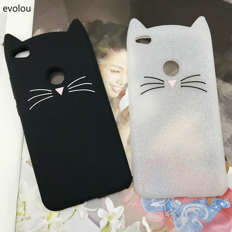 Cute 3D Cartoon Beard Cat Cover for Xiaomi Redmi Note 4X Note 3 4A Phone Case for Xiaomi MI 5X A1 MI6 MI5 Silicone Glitter Cover