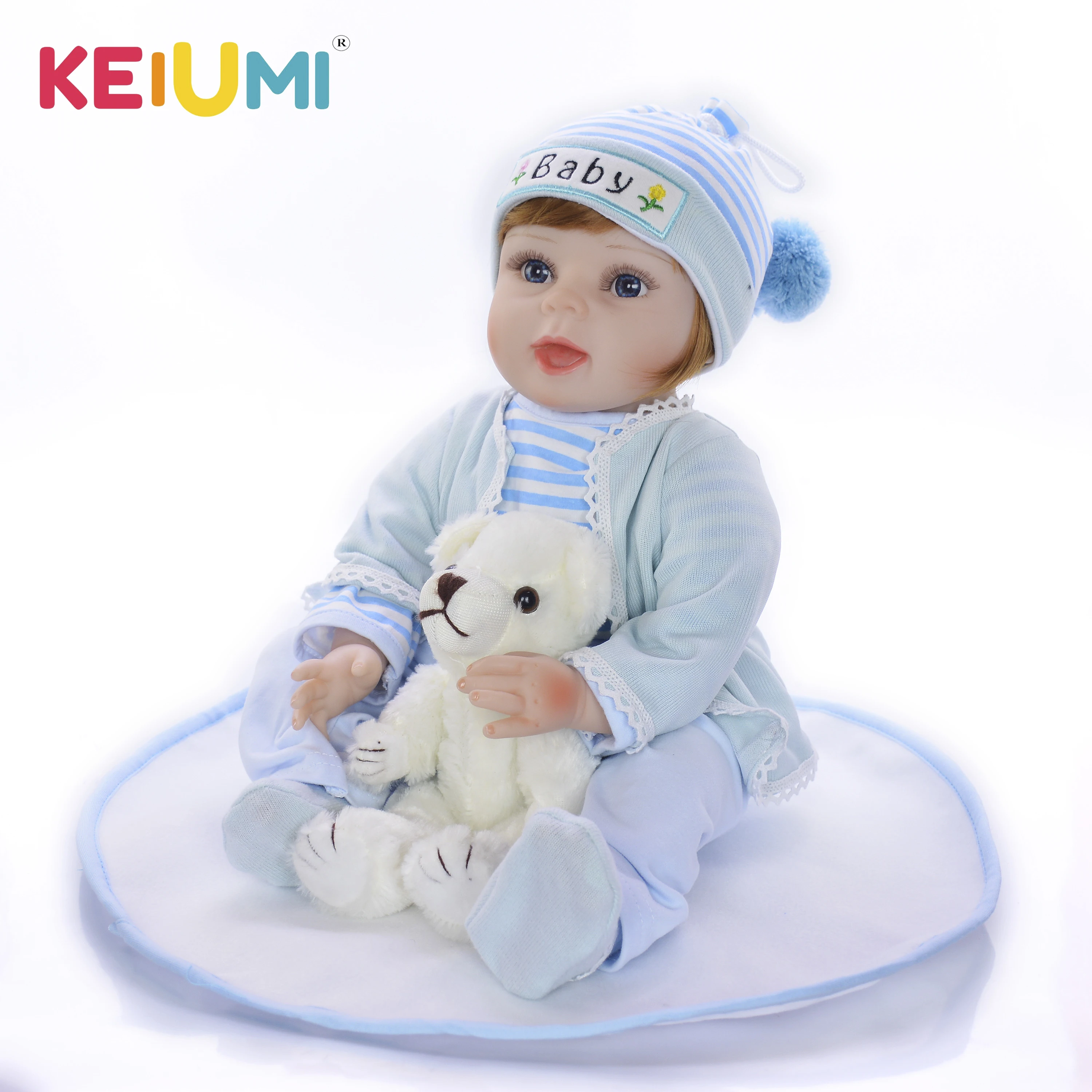 

KEIUMI Baby Reborn Dolls Cute Boneca 22" Soft Silicone Reborn Baby Doll Boy 55 cm Realistic Toys For Children Gifts