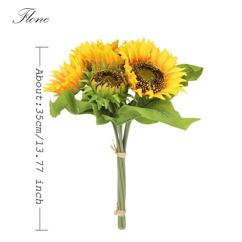 Flone Artificial Sunflower Bouquet Plant Fake Flowers Garden Decoration Material Home Party Sunlight Plant Decoration Accessorie (2)