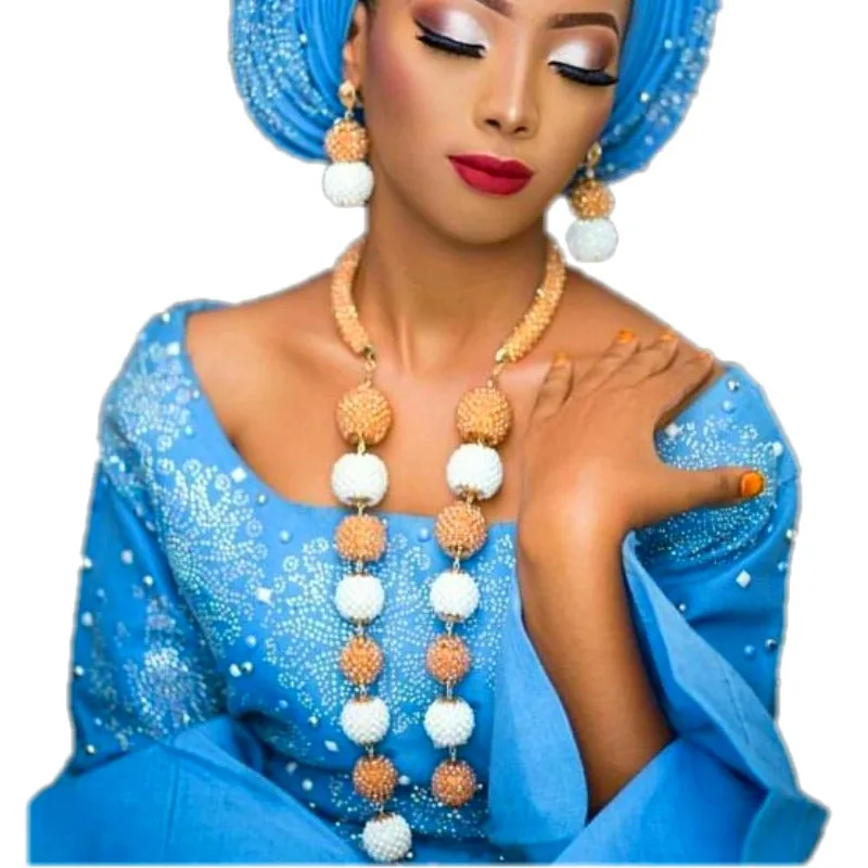 Trendy Jewelry Sets for women Bridal Necklace Set Gold & White Bold