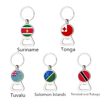 

Hot Suriname Solomon Islands Trinidad and Tobago Tuvalu Andorra Flag Keychain Multifunction Keychain Metal Beer Opener