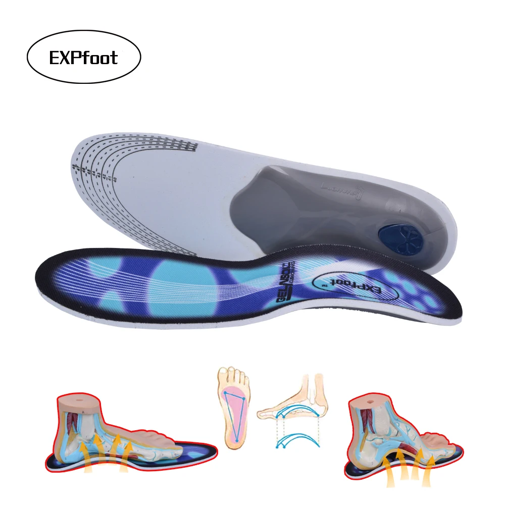 EXPfoot Premium Orthotic Gel High Arch Support Insoles Gel Pad 3D Arch