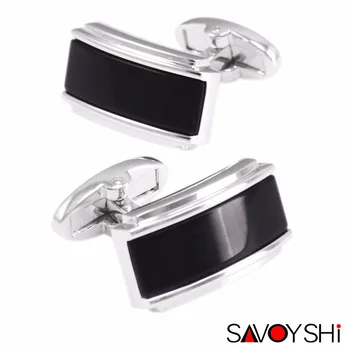 

SAVOYSHI Low-key Luxury Stone Cufflinks for Mens Shirt Accessories High Quality Black Cuff links Brand Business Gift Jewelry