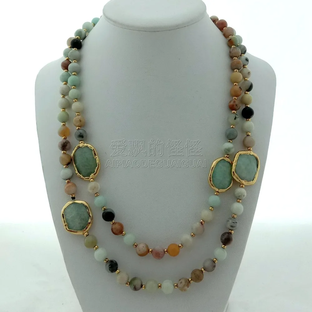 

Women's 42'' 8mm Mixed Color Amazonite Stone Nugget Necklace