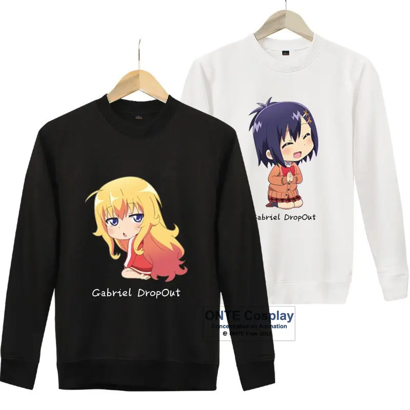 

New Hot Anime Gabriel Dropout Cosplay Hoody Gabriel Satanya Print Sweatshirts O-neck Shirts Men Coat Jacket