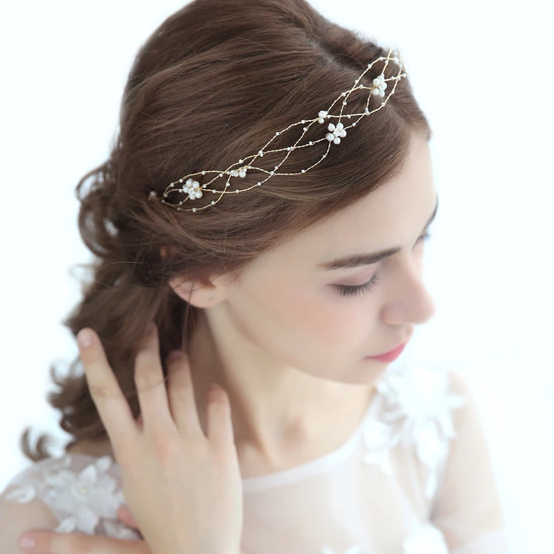 Handmade Tiaras Pearl Wedding Hair Accessories Girls Headbands