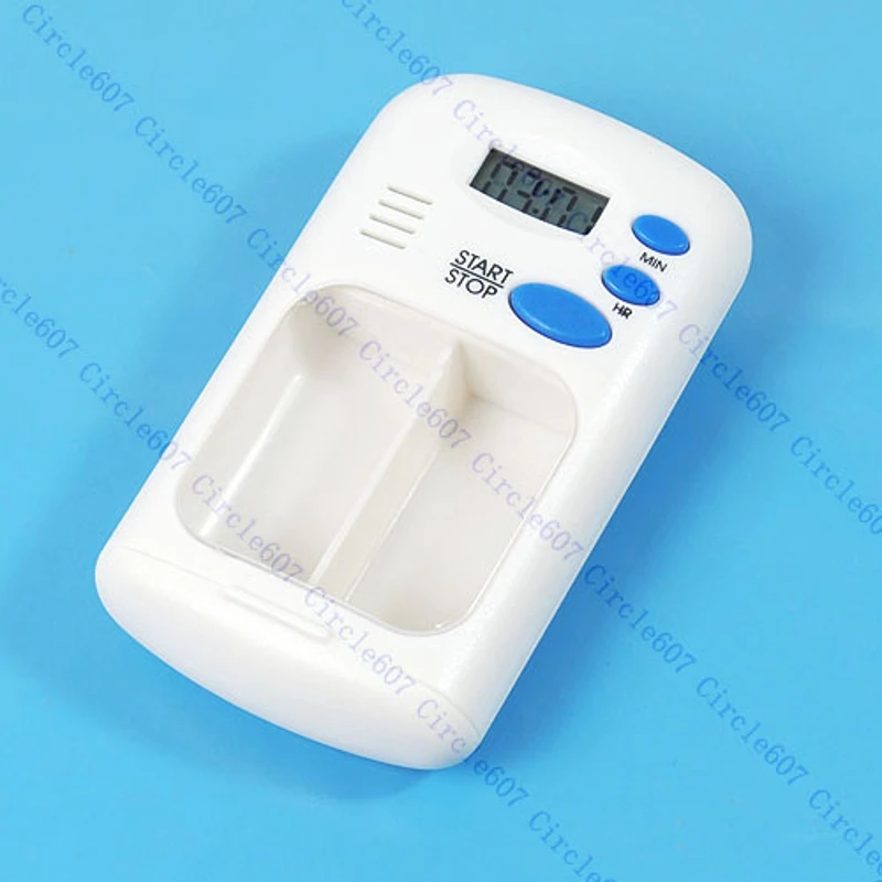 

White LCD Digital Pill Box Timer With Electric Alarm Medicine Pill Case 2 Grids