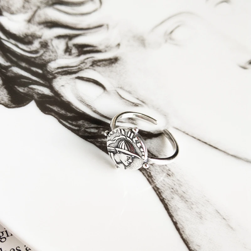 LouLeur, серебро 925 пробы, модные открытые кольца с фигуркой, серебряные, в винтажном стиле, с капюшоном, Аватар, элегантные кольца для женщин, праздничные украшения