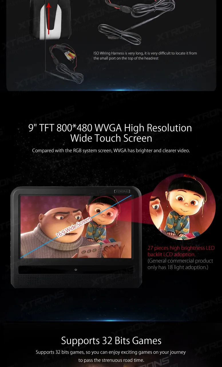 Excellent 2 pcs 9" HD Digital TFT Touch Screen Ultra-thin Design Car Headrest DVD Player support sd/usb/+2 IR headphones 8