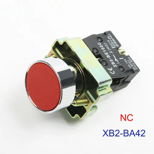 XB2-BA11 BA21 BA51 BA61 BA61 BA42 без/NC мгновенный плоский кнопочный переключатель самосброс 22 мм синий красный зеленый черный белый желтый - Цвет: XB2-BA42