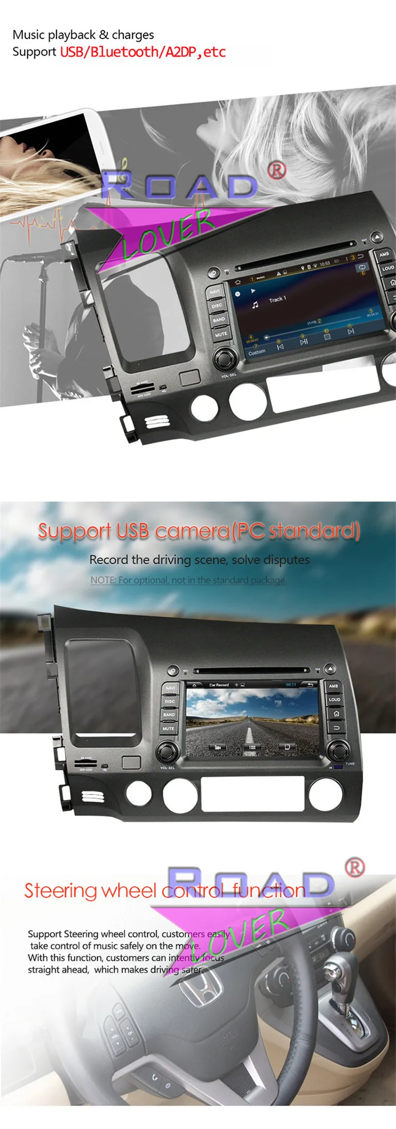 Best Roadlover Android 9.0 Car DVD Player Radio For Honda Civic 2006 2007 2008 2009 2010 2011 LHD Stereo GPS Navigation Magnitol 2Din 13