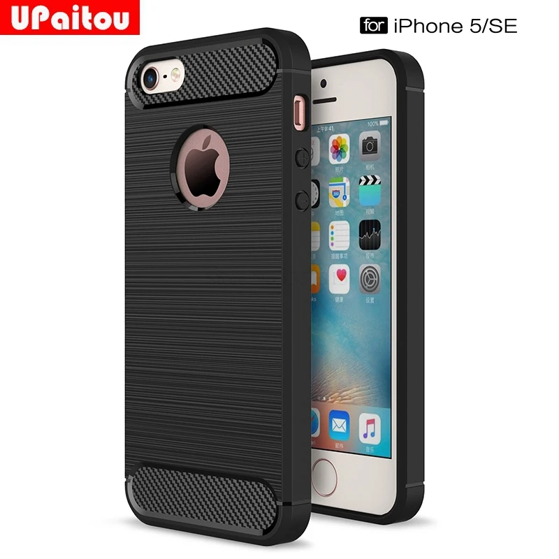 

UPaitou For Apple iPhone 5 5S SE Case Ultra Thin Carbon Fiber Cases Resistant Shock Absorption Soft TPU Cover for iPhone SE Case
