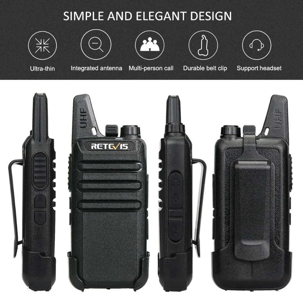 6pcs Retevis RT622 RT22 Two Way Radio Mini Walkie Talkie Six Way Charger PMR VOX Portable 3