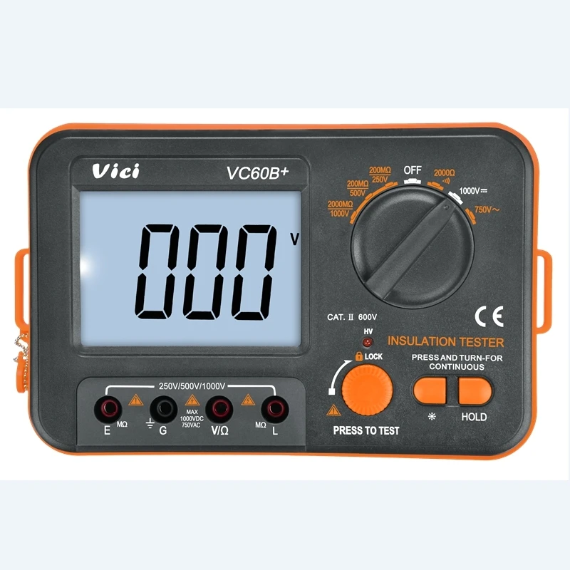 

VC60B+ Digital Insulation Resistance Tester VICI Megger MegOhm Meter 250V 500V 1000V High Voltage And Short Circuit Input Alarm