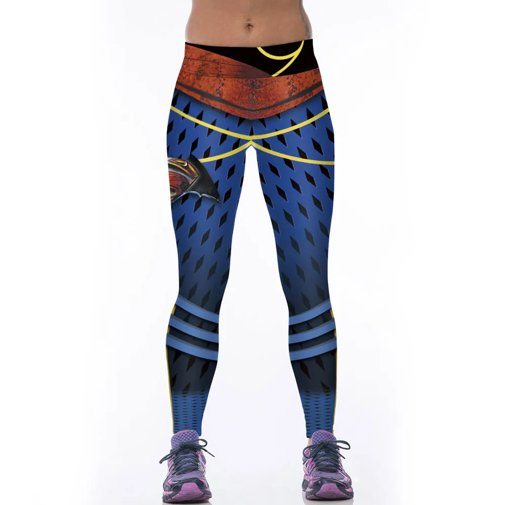 Новая Мода Женщины Спортивные Леггинсы Фитнес-Тренировки Брюки Готический 3D Супермен Отпечатано Jeggings Стретч Фитнес Легинсы
