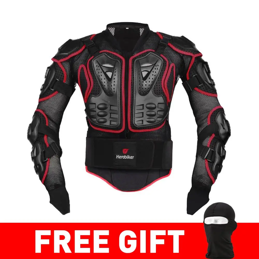 Мото защитные доспехи для мотоциклетных гонок, защитная Шестерни мотоциклетная куртка комплект из 2 предметов+ Защита наколенники+ перчатки - Цвет: Red Armor