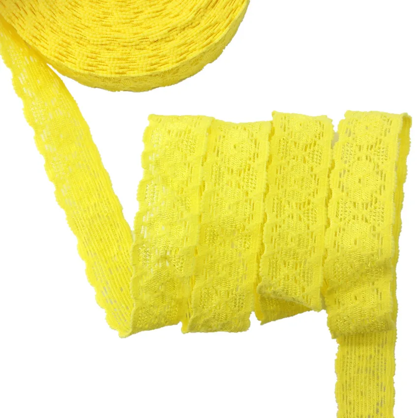 5Yards 5/8 Lace trim elastic bands DIY Headband Girls Ponytails decoration Accessories - Цвет: L15 Yellow