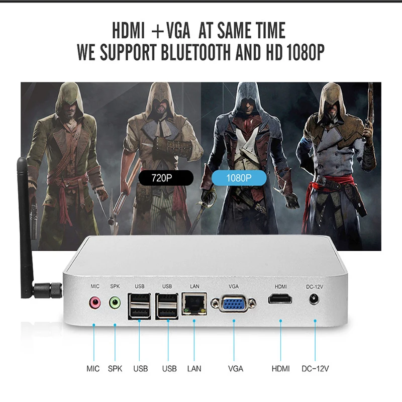 Причастник P1 безвентиляторный мини ПК 1037U 1007U Celeron HDMI VGA Алюминиевый сплав