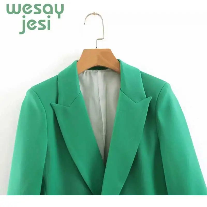 2019 Hot Sale green Women Blazer Jackets New Spring Autumn Casual Office Women Suits Slim Solid Female Jacket