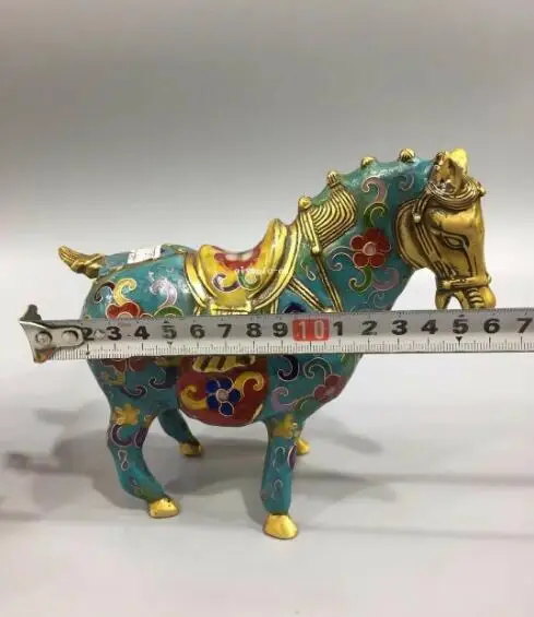 6 &quotБронза Медь cloisonne Эмаль Цветок Животное Лошадь статуя пара|Статуи и