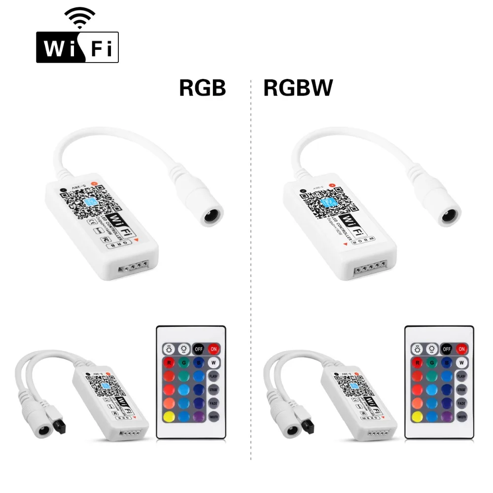 Светодиодная лента WiFi/Bluetooth RGB/RGBW контрольный Лер DC 5 V 12 V 24 V Android IOS APP Amazon Alexa Google Magic Home IR control