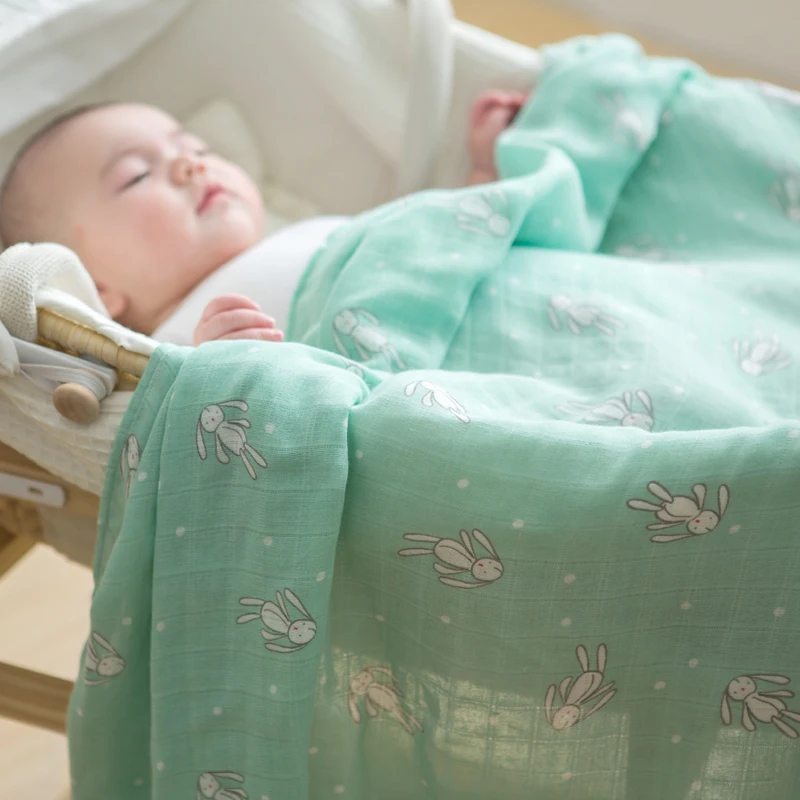 

2018 New Summer Muslin Baby Blanket Rabbits Dogs Cotton Kids Stroller Blanket Lemon Blanket Bedding For Baby Crib