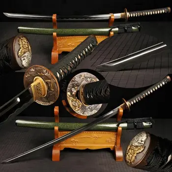 

Full Handmade Japanese Katana Damascus Folded Steel Clay-Tempered Real Samurai Sword Sharp Edge