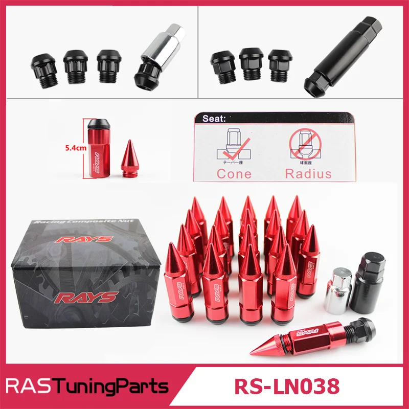 RASTP- Aluminum Alloy RAYS Racing Composite Nut Anti Theft Steel Head Lock Wheel Lug Nut Bolt With Spikes RS-LN038