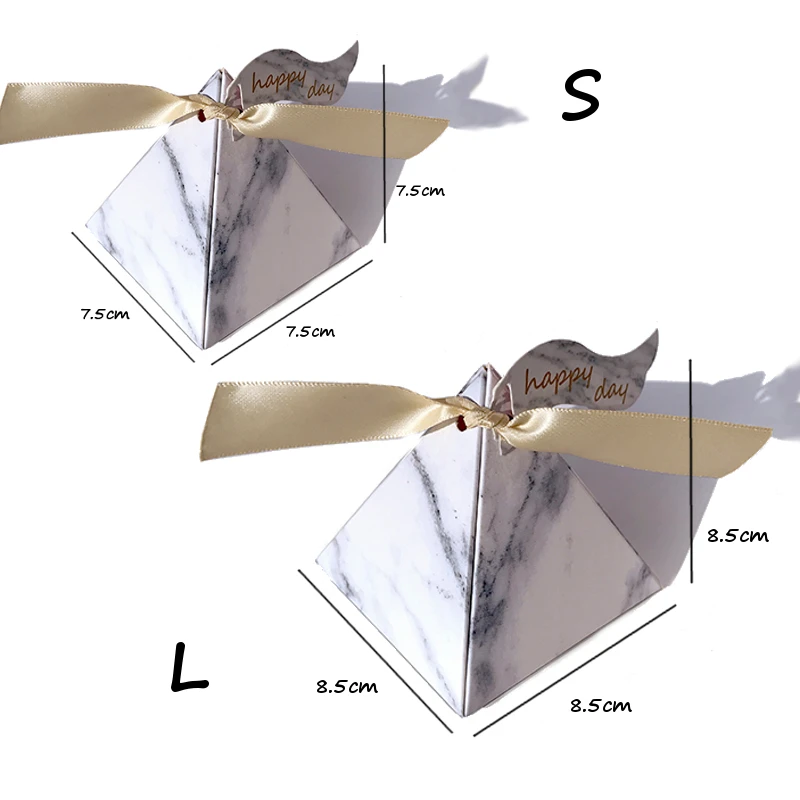 100 шт Пирамида мраморный стиль конфеты коробка со свадебными сувенирами аксессуары для вечеринки подарок коробка две стороны с лентой свадьбы Вечерние поставки