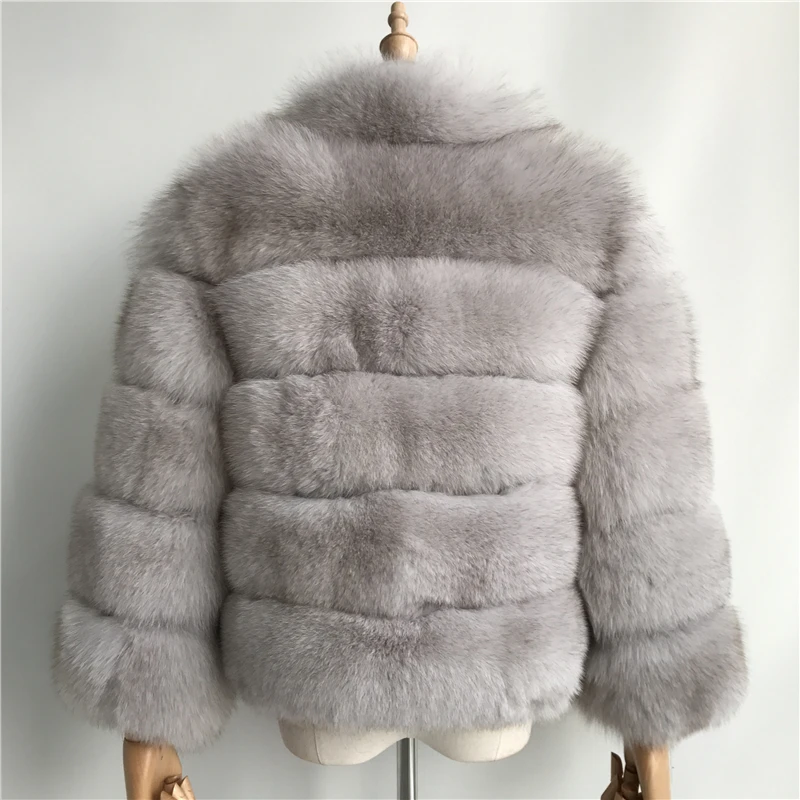 Зимнее женское меховое пальто, модное женское пальто из натурального Лисьего меха, верхняя одежда с воротником, плотное теплое Женское пальто из натурального Лисьего меха