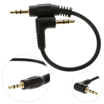 

10cm Auto Car Right Angle Male To Male 3.5mm Aux Jack Speaker Audio CableAdapter