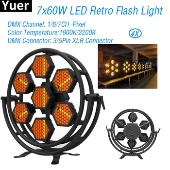 

4Pcs/Lot 7x60W LED Retro Flash Light DMX512 Sound Control For DJ Disco Club Bar Effect Lights flashing Stage lights dance club
