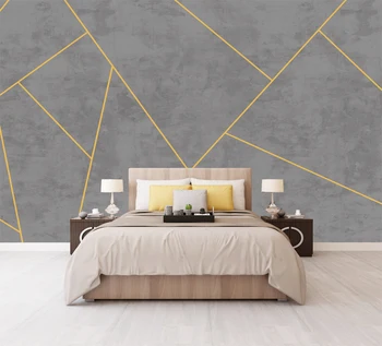 

Bacaz Concrete Effect Gold Lines Geometry Wallpaper for Bedroom TV Background 3d Wall Mural 3d Photo Mural Wall paper Stickers