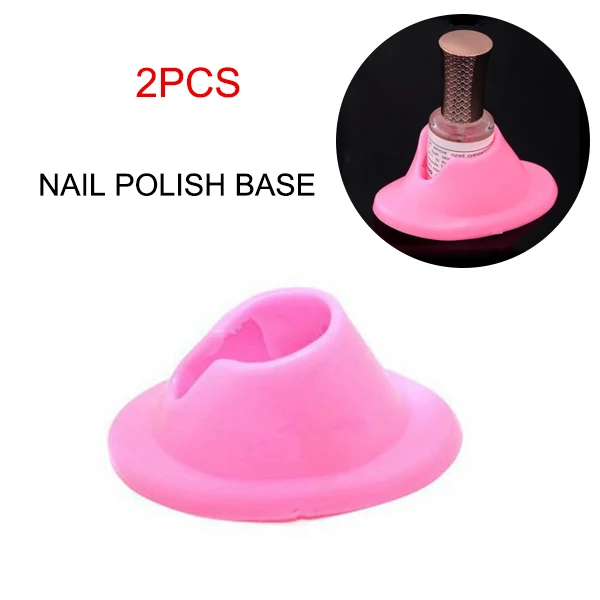 

2pcs Pink Rubber Nail Polish Holders Display Varnish Bottle Stand Glue Base SSwell