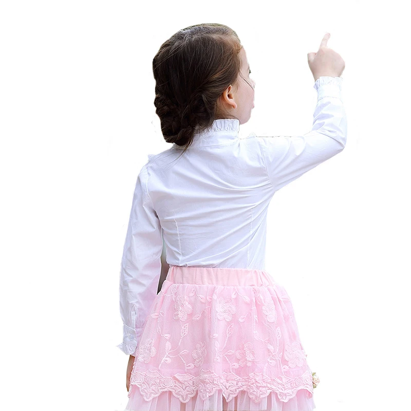 Весенняя детская одежда для девочек детская одежда детская кружевная рубашка принцессы с длинными рукавами Школьная блузка для девочек белые блузки для девочек от 4 до 10 лет