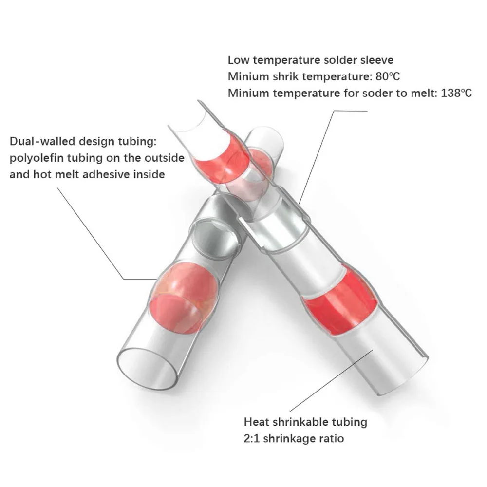 50 шт. водонепроницаемый термоусадочные пайки терминалы набор припоя рукав трубки изолированные электрические провода разъемы комплект