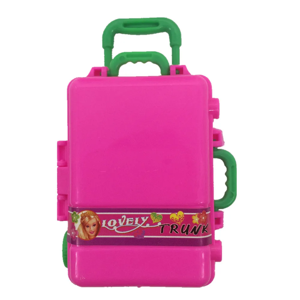 Pink Plastic Suitcase Luggage Box Trunk for Barbie Doll Travel AccessoriesDY