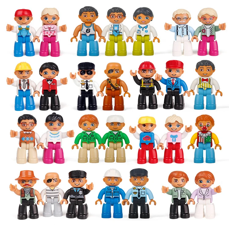 

Big Size Community Series Walking Figures Toys For Large Building Blocks Compatible With Duplo Bricks Toys For Children
