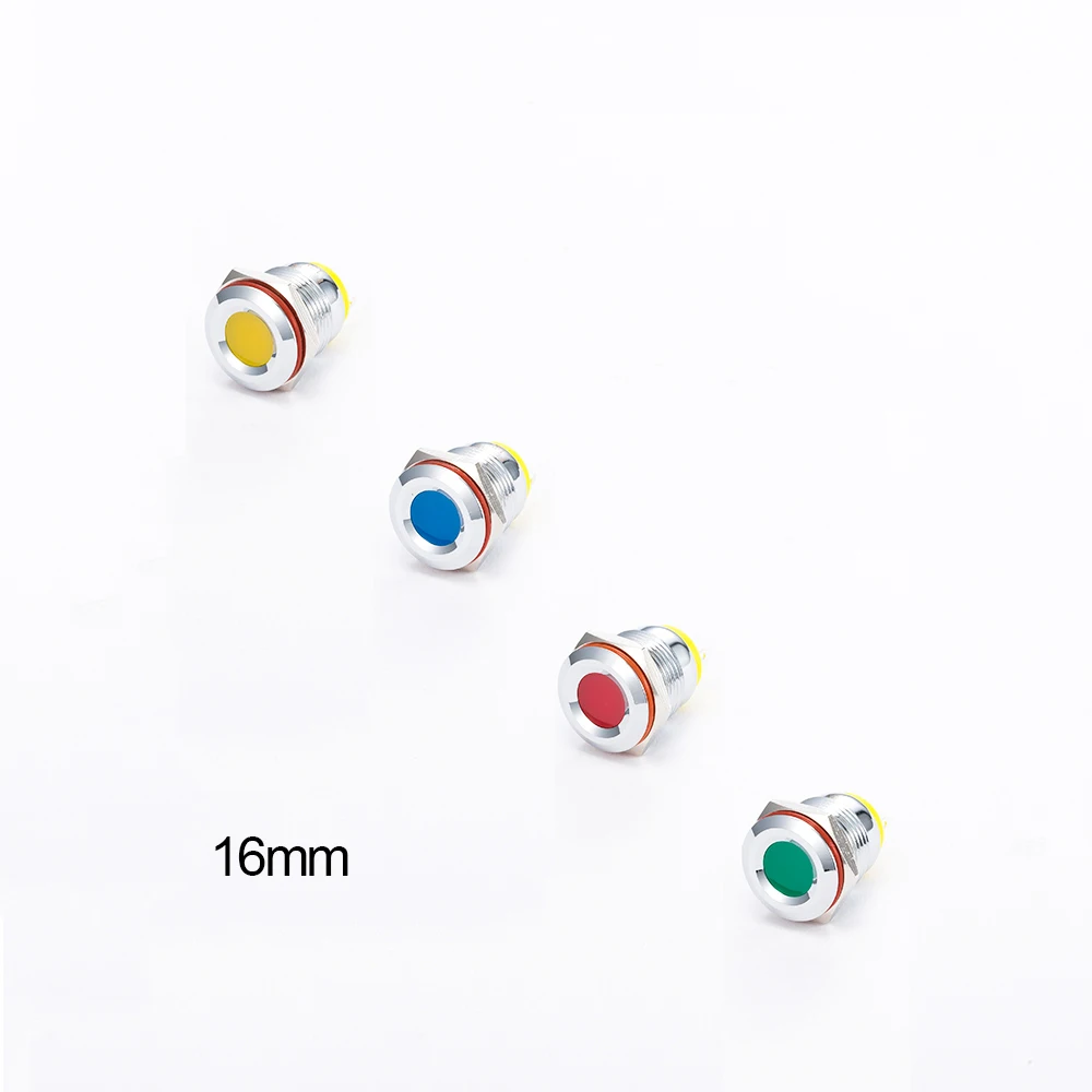 1PCS 16MM LED Metal Indicator light 16mm waterproof Signal lamp 3V 5V 6V12V 24V 36V38V 110V 220v with 8 color photo